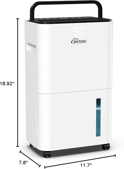 34 Pint Dehumidifier for Basement with Drain Hose & 0.66 Gallon Water Tank, Manual & Auto Drainage, Smart Quiet Dehumidifiers for Home with Auto Shut off, 24HR Timer