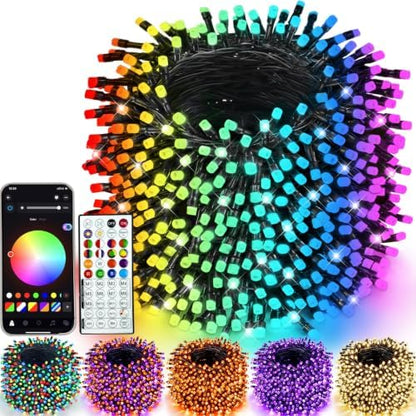 Smart Color Changing Halloween Light 198FT 600 LED Orange Purple App Remote