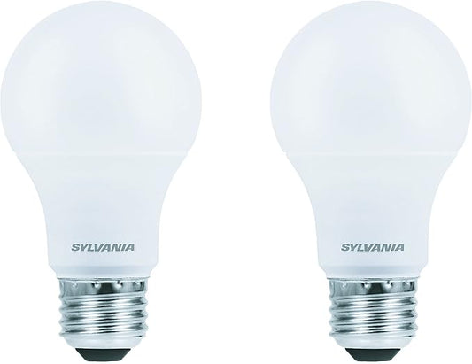 Sylvania LED Light Bulb, 60W Equivalent A19, Efficient 8.5W, Medium Base, Frosted Finish, 800 Lumens, Soft White - 2 Pack (73886)