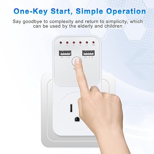 Countdown Timer Socket, 1800W Intelligent Programmable Switch Surge Protector Plug Timer Outlet, 10h Light Timers for Lamps Indoor with Dual USB Port