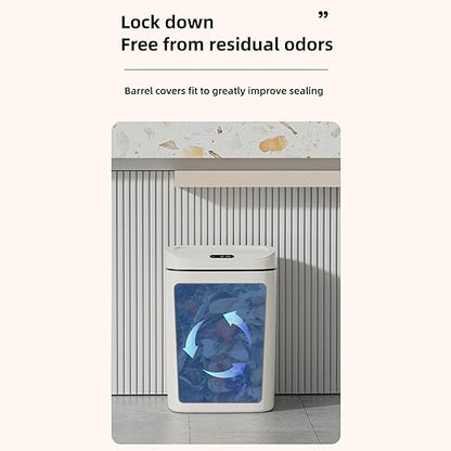 Automatic Motion Sensor Trash Can with Lid, 4.2 Gallon Touchless Smart Garbage Bin, Hands-Free Opening by Wave, Kick or Knee, USB Rechargeable, for Kitchen, Bathroom, Office, Bedroom