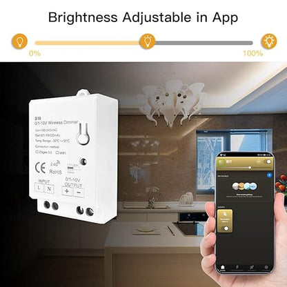 Zigbee 3.0 0/1-10V LED Dimming Controller Timing Auto Switch Functions. Compatible with Tuya Zigbee 3.0 Hub, SmartThings, Echo Plus, and Z2mqtt. Home Assistant for 0-10V / 1-10V dimmable LED Drivers