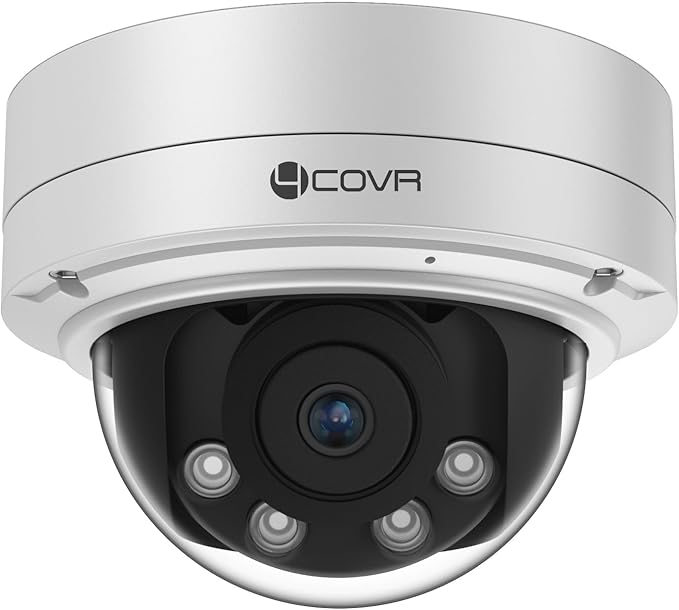 4COVR 5MP PoE Security AutoFocus Vandal Dome IP Wired Camera with Mic, 2.8-12mm Varifocal Lens 4X Optical Zoom UHD, IK10 Vandal-Proof 130ft IR Night Vision IP67, AI Human Vehicle Detection, LY57BA5MA