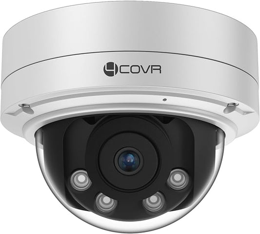 4COVR 5MP PoE Security AutoFocus Vandal Dome IP Wired Camera with Mic, 2.8-12mm Varifocal Lens 4X Optical Zoom UHD, IK10 Vandal-Proof 130ft IR Night Vision IP67, AI Human Vehicle Detection, LY57BA5MA