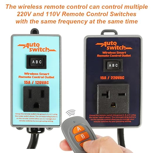 O'SKOOL Remote Control Wireless Electrical Outlet Switch, 433M Transmitter 120V Plug (Battery Included), PTA021