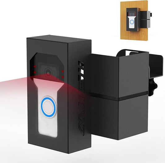 Bleu Clair Anti-Theft Video Doorbell Mount All Metal Compatible with Ring/Blink Wireless Doorbell, with Charging Port, No Drill, Not Block Doorbell Motion Sensor, for Rentals Apartment