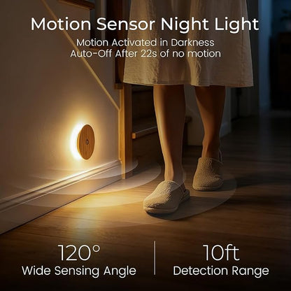 Wood Night Light with Motion Sensor , Rechargeable Backlit Light, Magnetic