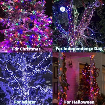 LJLNION 98.5ft Christmas Lights Color Changing with Remote, 300 LED RGB Fairy String Lights Halloween Decorative Lights, 8 Lighting Modes & Timer, Plug in Indoor Outdoor Xmas Wedding Party Decor