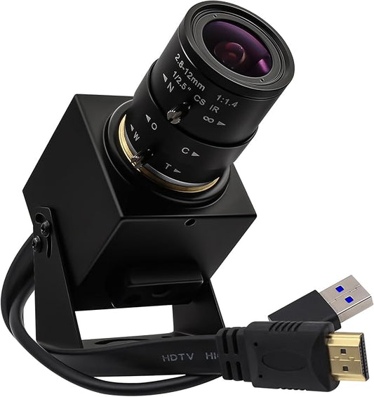 SVPRO 4K 60fps USB Camera with 2.8-12mm Manual Zoom Lens, HDMI/USB3.0 Dual Output, H.264/MJPEG, 4X Optical Zoom Webcam for PC, Mac, Raspberry Pi, Live Streaming, Video Conferencing, TV Monitor