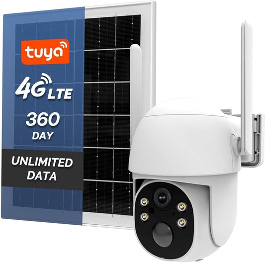 MOES 4G LTE Cellular Security Camera with 360-Day Unlimited VSIM Data, No WiFi Security Camera Solar Powered, Remote Monitoring, Motion Sensor, 2K Wireless Outdoor Surveillance, 360° Viewing
