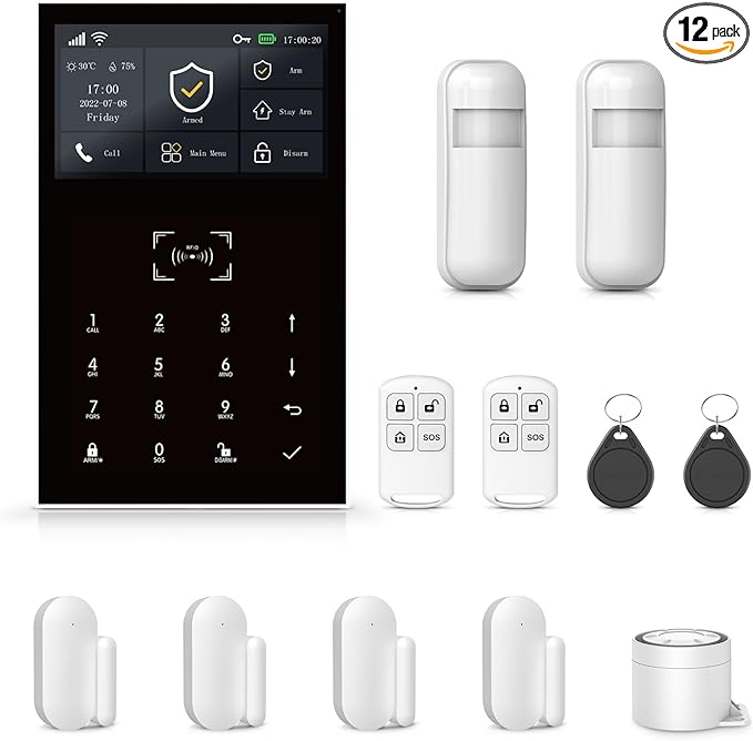 Home Alarm System Wireless,Instant App Alerts & Tuya APP Control Home Alarm System,NO Monthly Fees WiFi/4G Alarm System Compatible with Alexa/Google 120dB for Apartment,Kids Safety