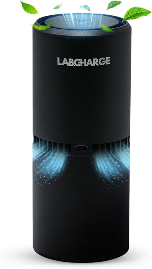 LabCharge Compact Air Purifier - Covers 250 Sq Ft - Ideal for Bedroom or Dorm Room - Silent HEPA Filter - Portable, Mini Air Purifier for Small Spaces