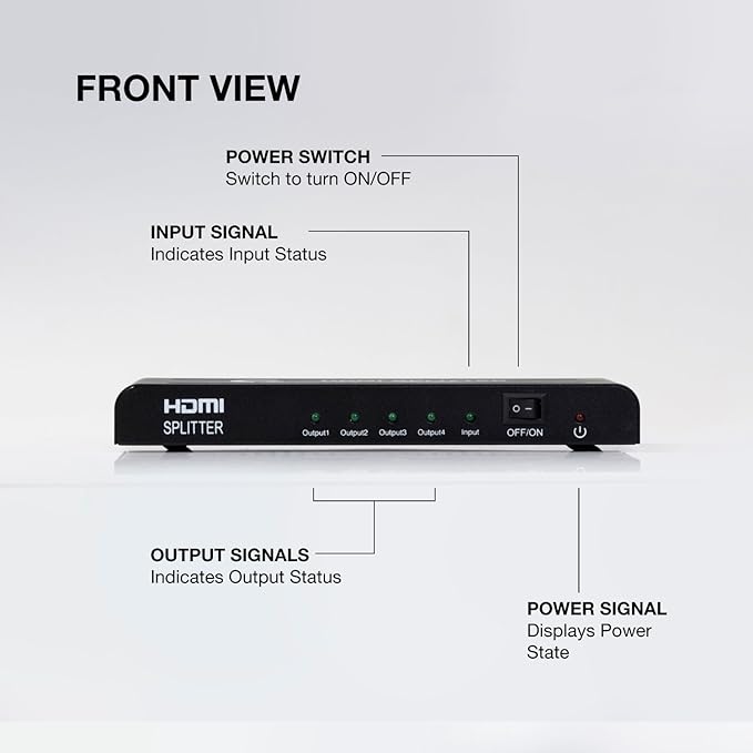 | 1x4 HDMI Splitter | Ultra HD 4K/2K | 1 Input - 4 outputs | Full HD/3D | 1080P | HDMI 1.4 | HDTV | PS4 / PS3 | XboxOne / 360 | DVD | Blu-ray | DTS Digital