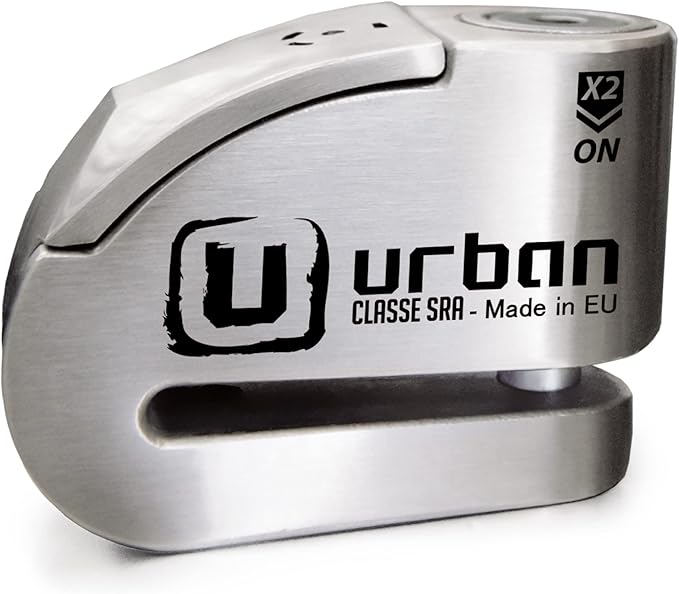 URBAN UR14S Approved Motorcycle Disc Lock with Smart Alarm | 120dB, LED, Warning, A+ Sensitivity, X2 ON | SRA & Sold Secure Gold Tested Anti-Theft for Motorbike | 14mm Double Locking, Stainless Steel