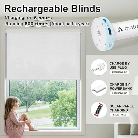 Aprilsmart Motorized Blinds with Remote,Light Filtering Motorized Roller Shades Work with Apple Homekit,Alexa,SmartThings,Google Home,Customize Blinds(TREEBARK WHITE-70)