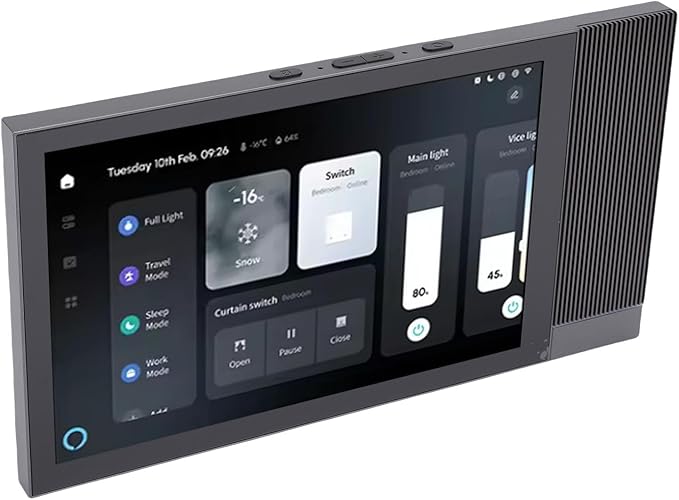 Fabater Smart Home Panel, 8 Inch Touch Screen 2GB RAM 16GB ROM Voice Control Smart Wall Panel, Home Assistant Control with Dual Speakers for Tuya Devices