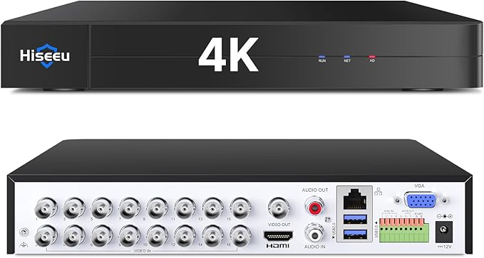 Hiseeu 16 Channel 4K Security DVR 8MP Digital Video Recorder Advanced CCTV DVR for Security Camera,AHD/TVI/CVI/CVBS/IPC 5 in 1 Hybrid,No Monthly Fee,Remote Access(No Hard Drive)