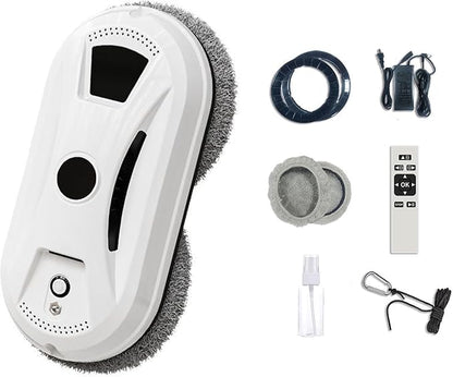 SakerPlus Automatic Smart Window Cleaning Robot, Dual Spinning Mop Pads, AI Smart Path, Remote Control, 20-Min UPS Backup, 90W Suction Cleaner for Windows, Glass, Walls & Tile