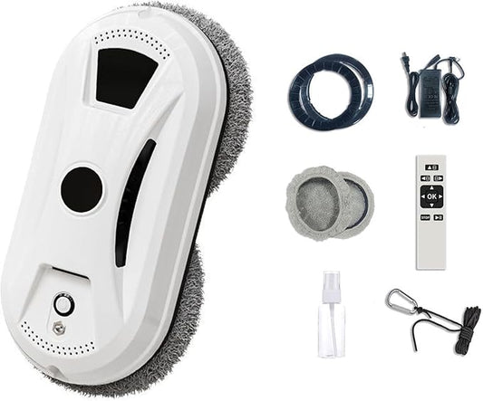 SakerPlus Automatic Smart Window Cleaning Robot, Dual Spinning Mop Pads, AI Smart Path, Remote Control, 20-Min UPS Backup, 90W Suction Cleaner for Windows, Glass, Walls & Tile