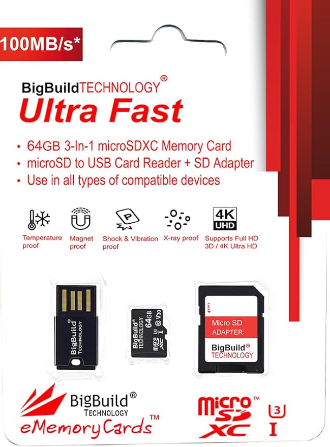 64GB U3 Micro SDXC Memory Card for EZVIZ C8W, CB3, EB3, H3 Security Cameras