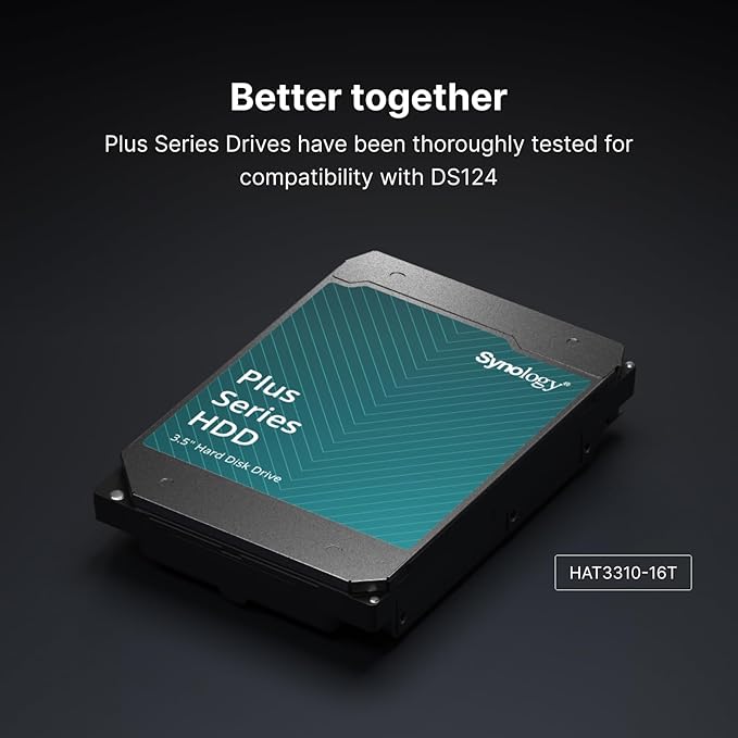 Synology DS124 Personal Backup & File Hub - Protect Photos, Secure Home Surveillance (1-Bay Diskless NAS)