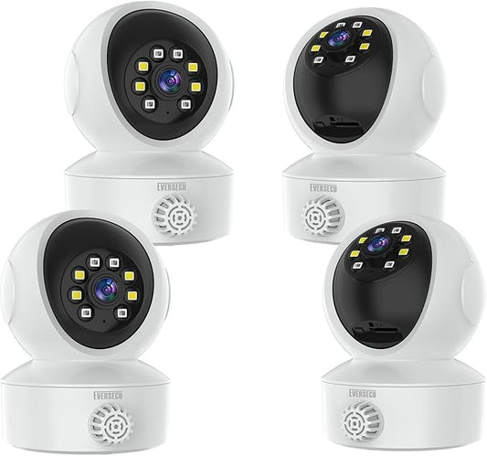 EVERSECU Smoke & Gas Detection Home Security Camera with Sound Alarm & Real Time Alert, Humanoid Auto Tracking, 2 Way Audio, Night Vision, Compatible with Alexa, Baby Monitor/Elder/Pet Camera(4pack)