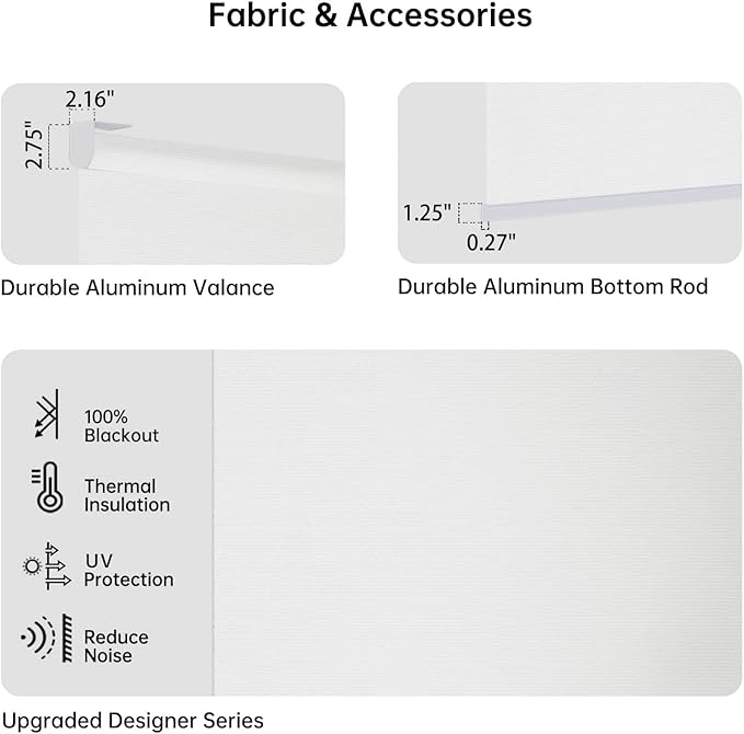 Motorized Coupled Shades, Blackout Smart Blinds for Large Windows Automatic Blinds Compatible with Alexa, Motorized Roller Shades Customized for Bedroom Home Office(Blackout-Pure White)