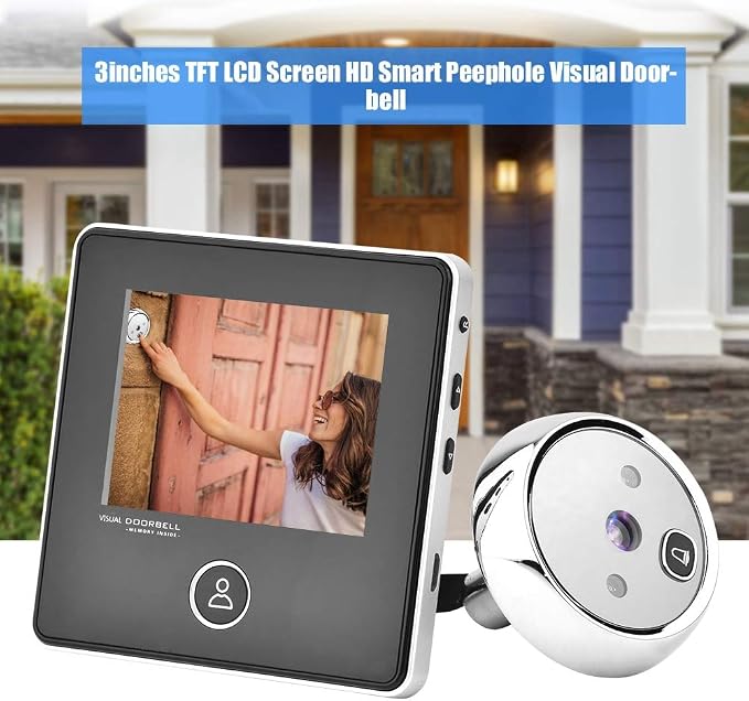Sonew Digital Door Viewer, 3 inches TFT LCD Screen HD Smart Peephole Visual Doorbell with 1MP IR Night Vision Camera, Easy to Use, for Home Security (2)