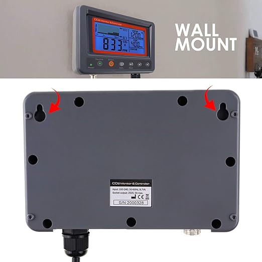CO2 Controller Carbon Dioxide Controller CO2 Meter Monitor with Relay Function 4.5m Cable NDIR Carbon Dioxide Sensor Probe for Grow Room, Plant, Grow Tent, Greenhouse, Garden, Indoor