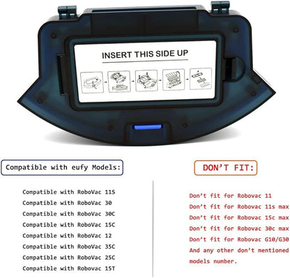 Vacuums Dust Collector Bin Replacements Compatible with eufy RoboVac 11S,for RoboVac 11S Plus, for Robovac 12 15C 15T, 25C, 30, 30C, 35C Robotic Dustbin Vacuum Cleaner Spare Parts