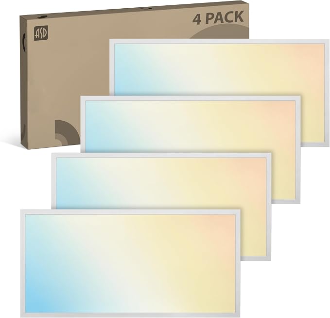 ASD 4 Pack 2x4 LED Flat Panel Light - 25/30/40W UL DLC | 5200LM 3500K 4000K 5000K Selectable Dimmable 2x4 LED Drop Ceiling Light Fixture | 2x4 Drop Ceiling Lights, Commercial Lights for Ceiling