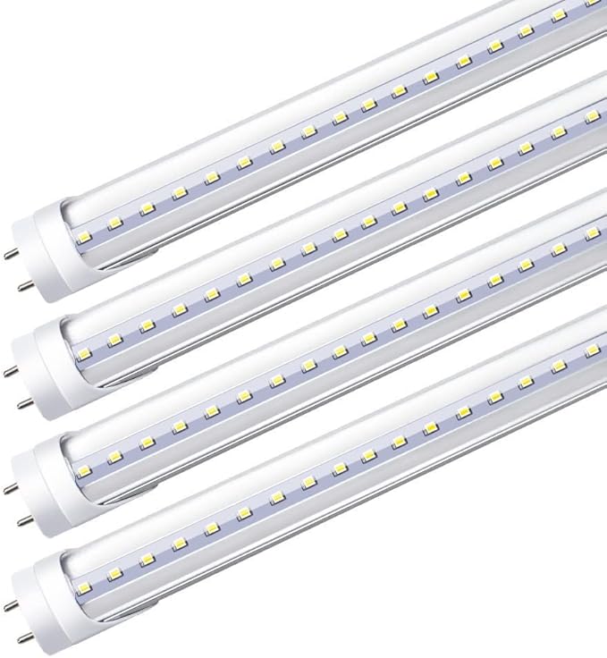 LightingWill LED T8 Light Tube 3FT, Daylight White 5000K, Dual-End Powered Ballast Bypass, 1600Lumens 15W (32W Fluorescent Equivalent), Clear Cover, AC85-265V Lighting Tube Fixtures, 4 Pack