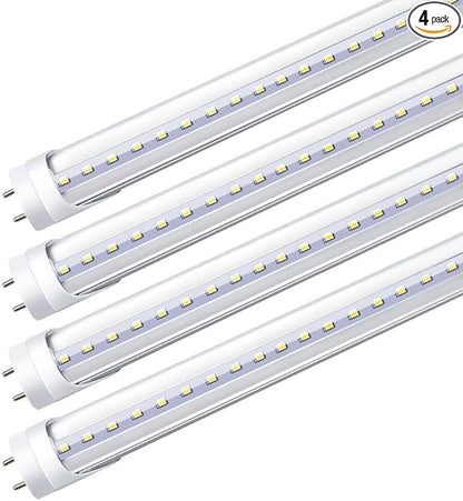 LightingWill LED T8 Light Tube 2FT, Daylight White 5000K, Dual-End Powered Ballast Bypass, 1000Lumens 10W (24W Equivalent Fluorescent Replacement), Clear Cover, AC85-265V Lighting Tube Fixture, 4 Pack