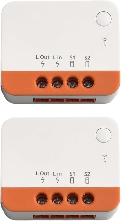 for ZBMINI-L2 for Zigbee 3.0 Smart Switch, Two-Way Relay Module, No Neutral Wire Required, Works with Rocker/Push Button, 100-240V 6A for Home Automation(2PCS)