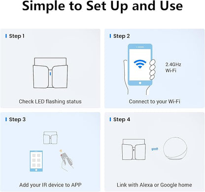 Broadlink RM5plus Universal Infrared Remote, Voice Control with Alexa & Google Home, Wi-Fi Smart Home Hub for TV, AC and Audio (IR 38KHz), 2.4GHz Wi-Fi Only