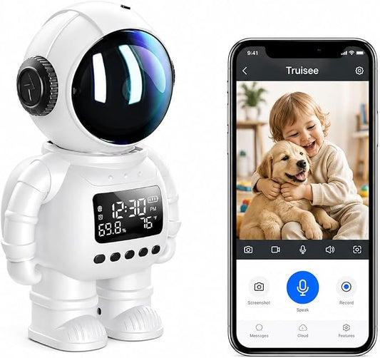 DYPCO 2K Clock Camera for Home Security, Smart Alarm Clock Camera with 2.4G/5G WiFi, Indoor Camera with Phone App, AI Motion Detection, Color Night Vision, Two-Way Audio, Cloud & SD Storage