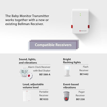 Bellman & Symfon Baby Cry Transmitter – Visit Smart Home System Component – Emergency Alert Device for Deaf and Hard of Hearing – Home Safety Alarm for Assisted Living Technology