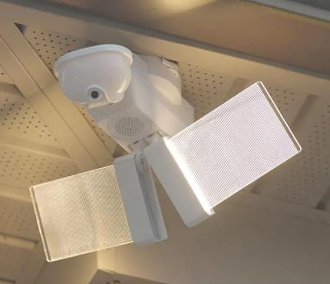 Video Wi-Fi Connected White Wired EdgeLit Motion Activated Outdoor Security Integrated LED Flood Light