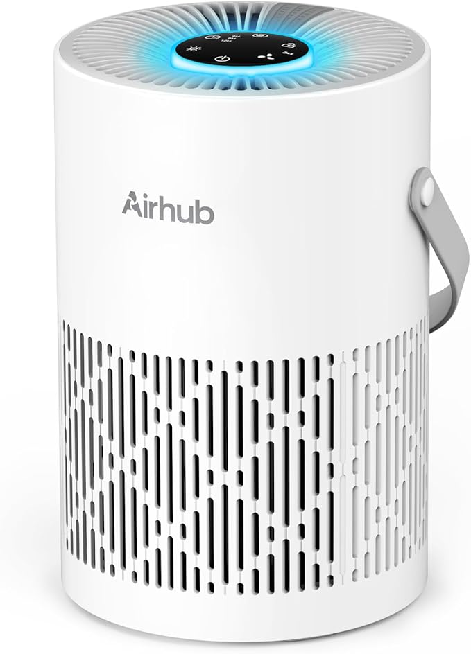 Air Purifier for Bedroom Home Office & Desk, 20dB Sleep Mode, Lights Fully Off, True HEPA Filtration, 360° Air Intake, for Dust, Pet Dander, Smoke & Odor, Child Lock, A068S - White