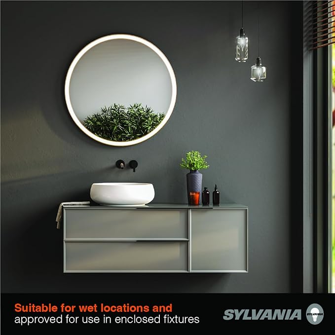 Sylvania B10 Clear LED White Filament Bulb, 7W, Dimmable, 750 LMS, Candelabra Base, 5000K, Daylight - 2 Pack (42261)
