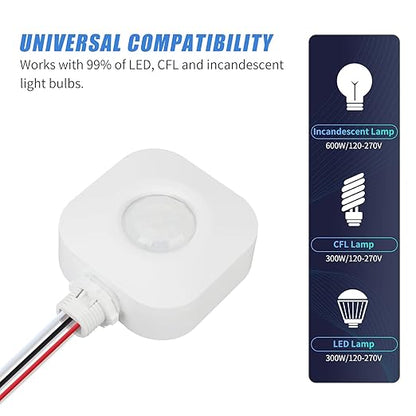 ECOELER Ceiling Occupancy Motion Sensor Switch, High Bay Fixture Mount 360° Ceiling Automatic Light Switch, 120/277VAC, UL, FCC Approved Passive Infrared Sensor, Neutral Wire Required