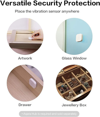 Aqara Zigbee Vibration Sensor, Wireless Mini Glass Break Detector for Alarm System, Home Automation, Requires Aqara Hub (not 3rd-Party), Compatible with Apple HomeKit, Alexa, IFTTT, Home Assistant