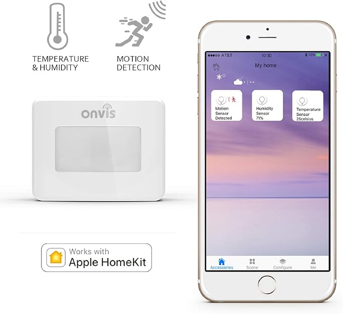 Onvis Smart Homekit Motion Sensor Indoor Humidity Gauge Hygrometer Thermometer Home Automation Trigger Bluetooth No Hub Required…