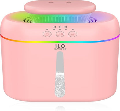 2L humidifiers for bedroom Room Home Ultra-Quiet 28 dB Quiet Supersized Cool Mist Air Humidifier for Baby Nursery，Dual Nozzie，Easy to Clean & Fill, 7 Color NightLight (Light Pink)