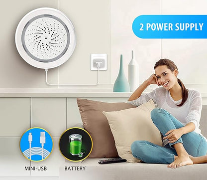 Smart Wi-Fi Siren Alarm: Wireless Strobe Siren with Sound and Light Alarm, 100dB Sounder, App Remote Control, Burglar Alarm Links with Tuya Smart Devices for Home Security & Home Automation