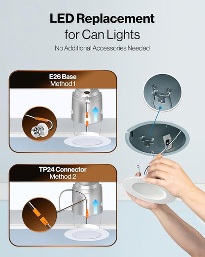 Sunco 40 Pack 6 Inch Recessed Light with Night Light, LED Can Lights Retrofit Lighting, 1000 LM, 12W, Selectable CCT 2700K/3000K/4000K/5000K/6000K, Dimmable, Damp Rated ETL