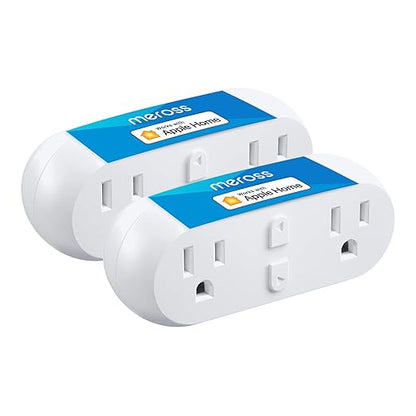 meross WiFi Dual Smart Plug, 15A 2-in-1 Smart Outlet, Support Apple HomeKit, Siri, Alexa, Echo, Google Home and SmartThings, Voice & Remote Control, Timer, No Hub Required, 2.4G Only, 2 Pack