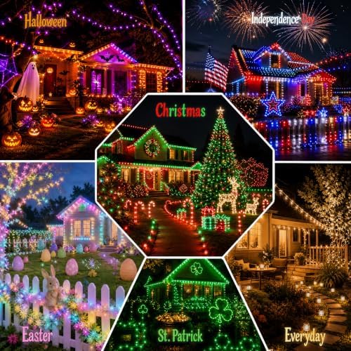 Dazzle Bright Smart Christmas String Lights, 98FT 300 LED RGB Color Changing String Lights with Remote & App Controlled, Halloween Decorations for Indoor Outdoor Holiday Xmas Tree Party Decor