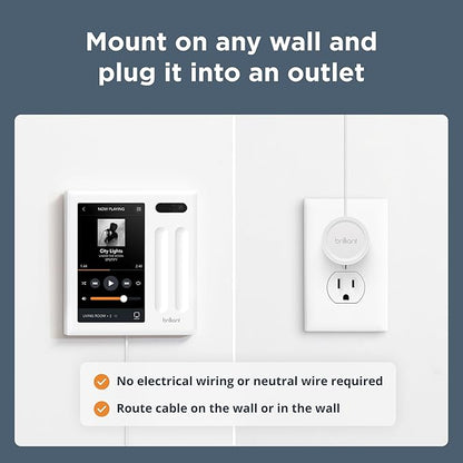 Brilliant Smart Home Control (Plug-In Panel) — Alexa Built-In & Compatible with Ring, Sonos, Hue, Google Nest, Wemo, SmartThings, Apple HomeKit — In-Wall Touchscreen Control for Lights, Music, & More