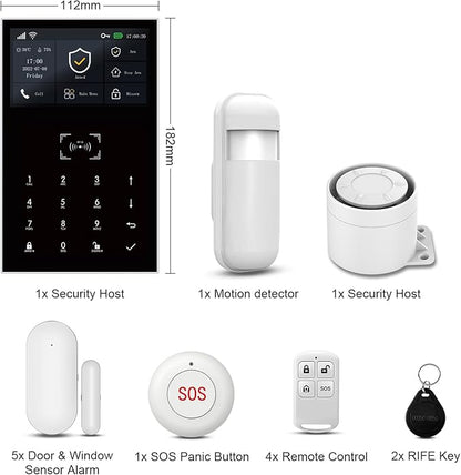 Home Security System with Instant Tuya App Alerts & WiFi+GSM/4G,Easy to Install WiFi/4G Alarm System with Instant Tuya App Alerts,Door and Window Alarms for Home,Compatible with Alexa,SOS Button